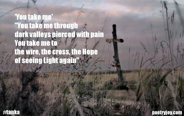 cross image ~ You take me tanka poem pin