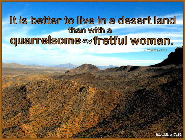 how we speak quote - it is better to live in a desert land than with a quarrelsome and fretful woman - proverbs 21:19 @wordsofjoy.me
